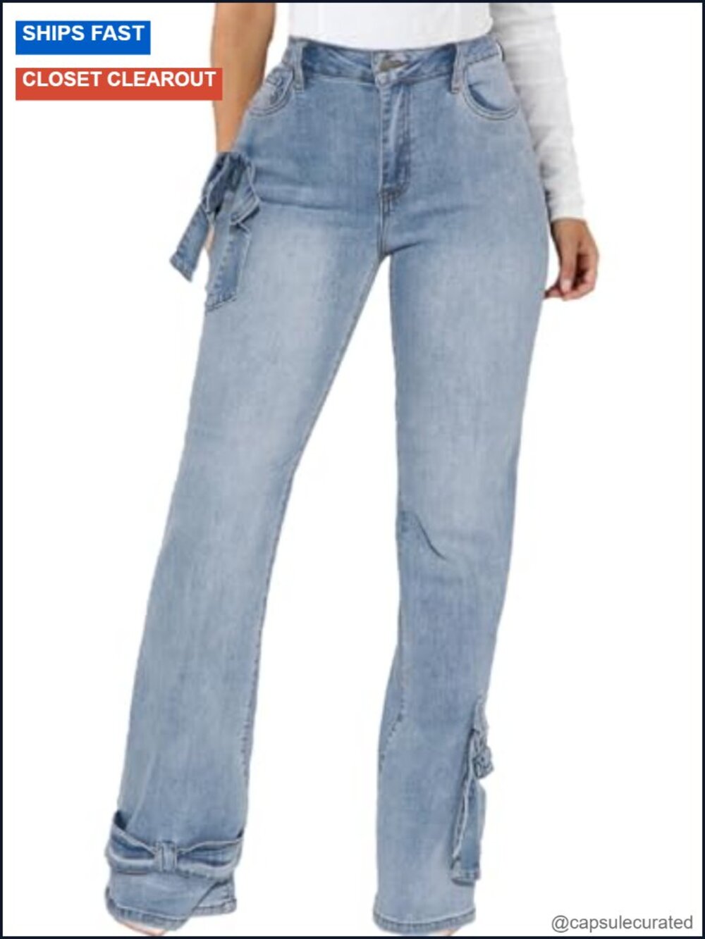 Stretchy Faux Denim Ripped Wide Leg Jeans